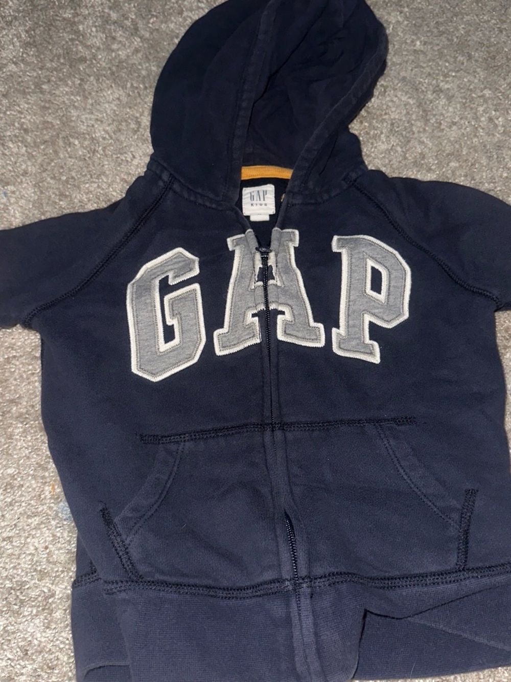 GAP Kids Navy Blue Hooded Zip Sweatshirt with White Applique